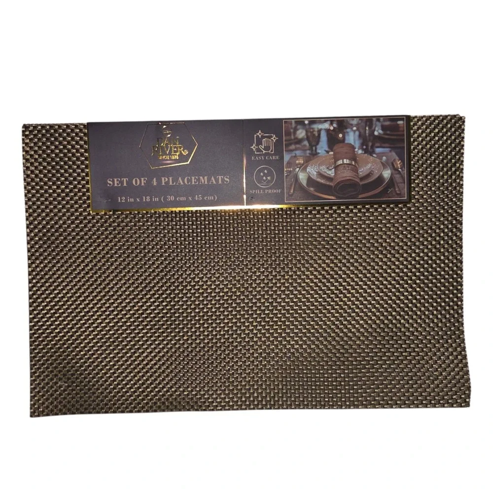 Dan River Set of 4 Rectangular Placemats Bronze Color PVC Woven Table Mats 12x18