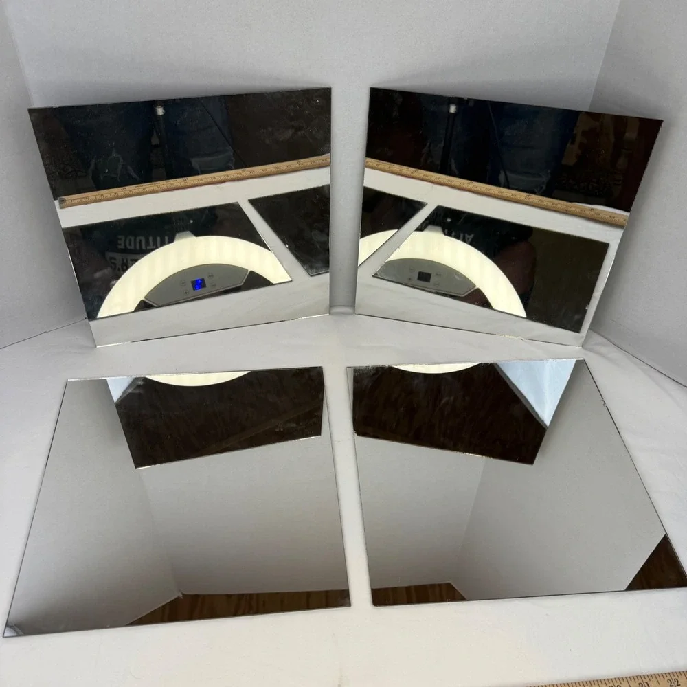 Vintage 1982 Hoyne Mirro-Tile 12x12 Glass Mirror Wall Tiles Set of 4 Retro DIY