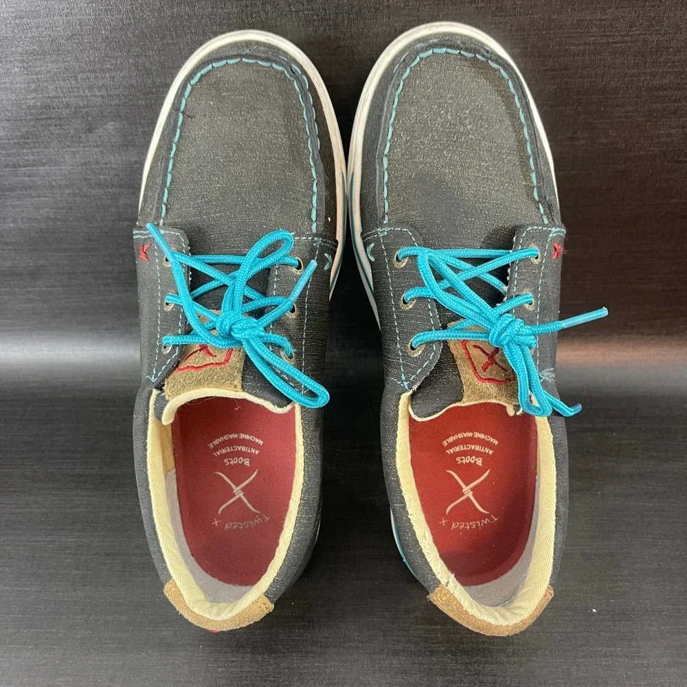Twisted X Kicks Dura Womens size 7.5 Grey Turquoise Leather Lace Up Casual Shoes