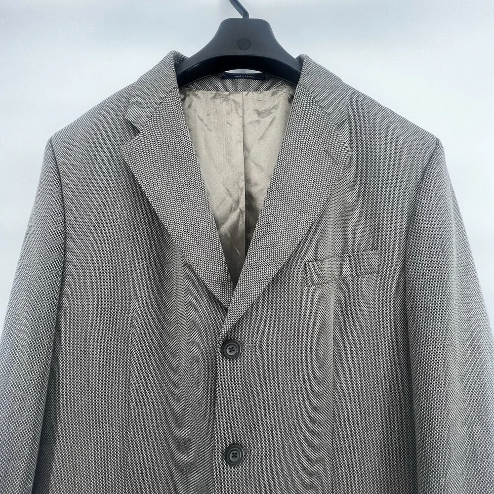 Vintage Lauren Ralph Lauren Men's Blazer 44R Pure New‎ Wool Gray Herringbone