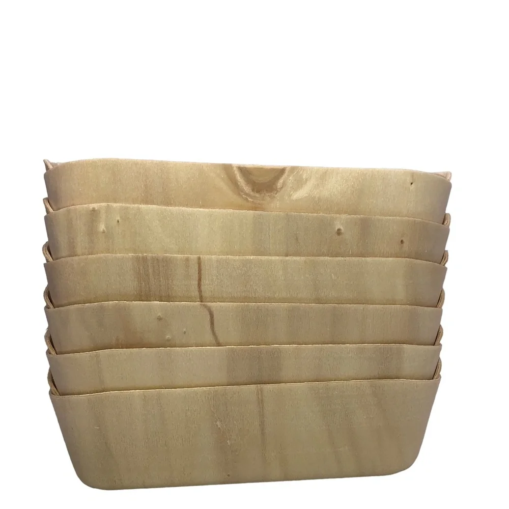 Set of 6 Farmstand & Farmer's Market Wooden Fiber Container Storage Baskets
