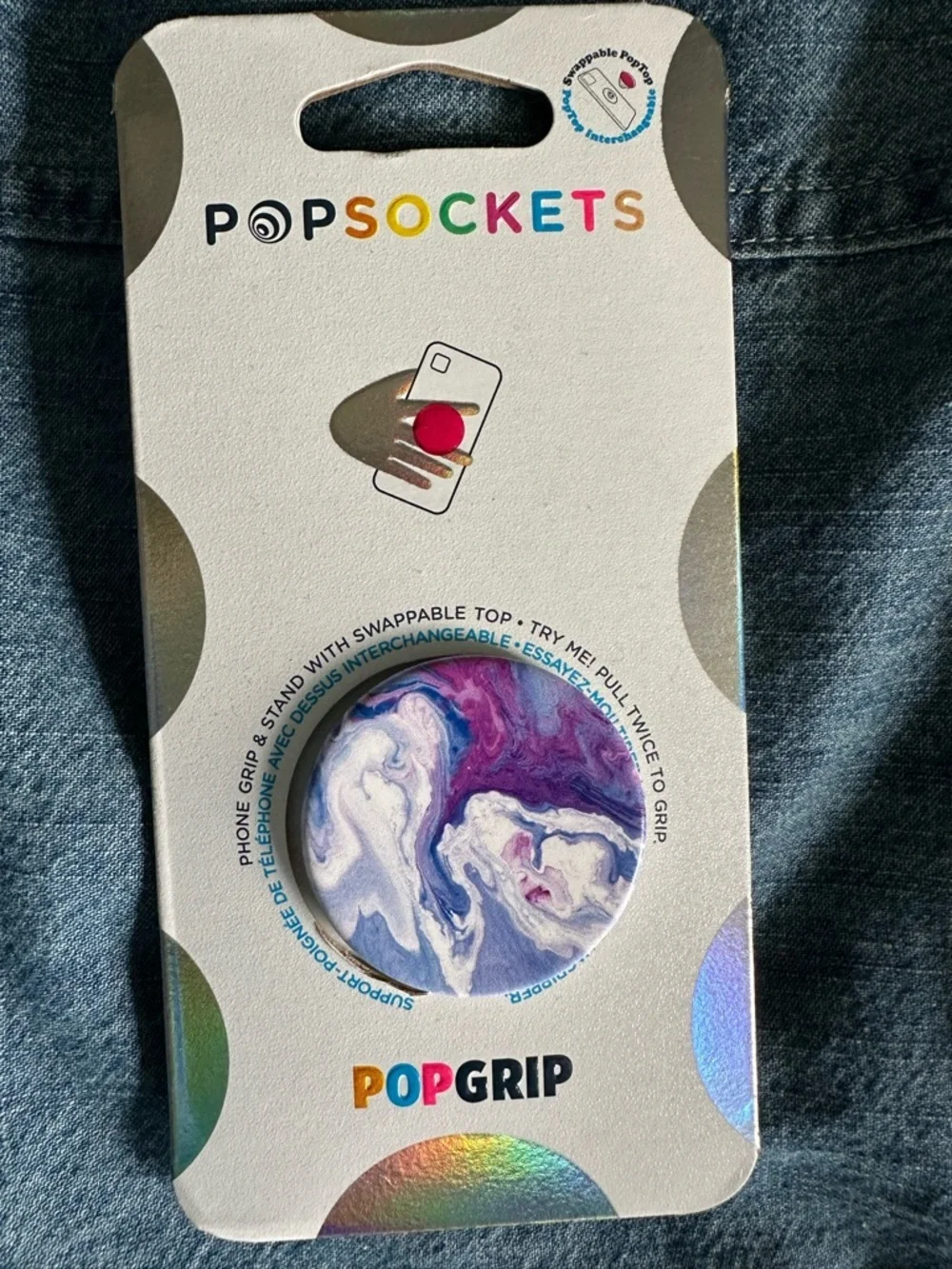 ‼️RARE‼️🎸Popsocket🎸🔥NWT🔥 Phone Holder & Stand w/Swappable Top- LAVENDER FLOW
