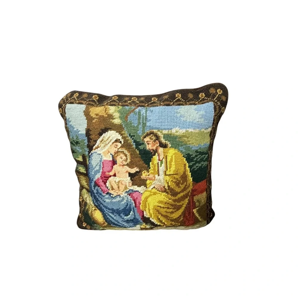 Nativity Scene Joseph Mary Baby Jesus‎ Tapestry Pillow Imperial Elegance 13