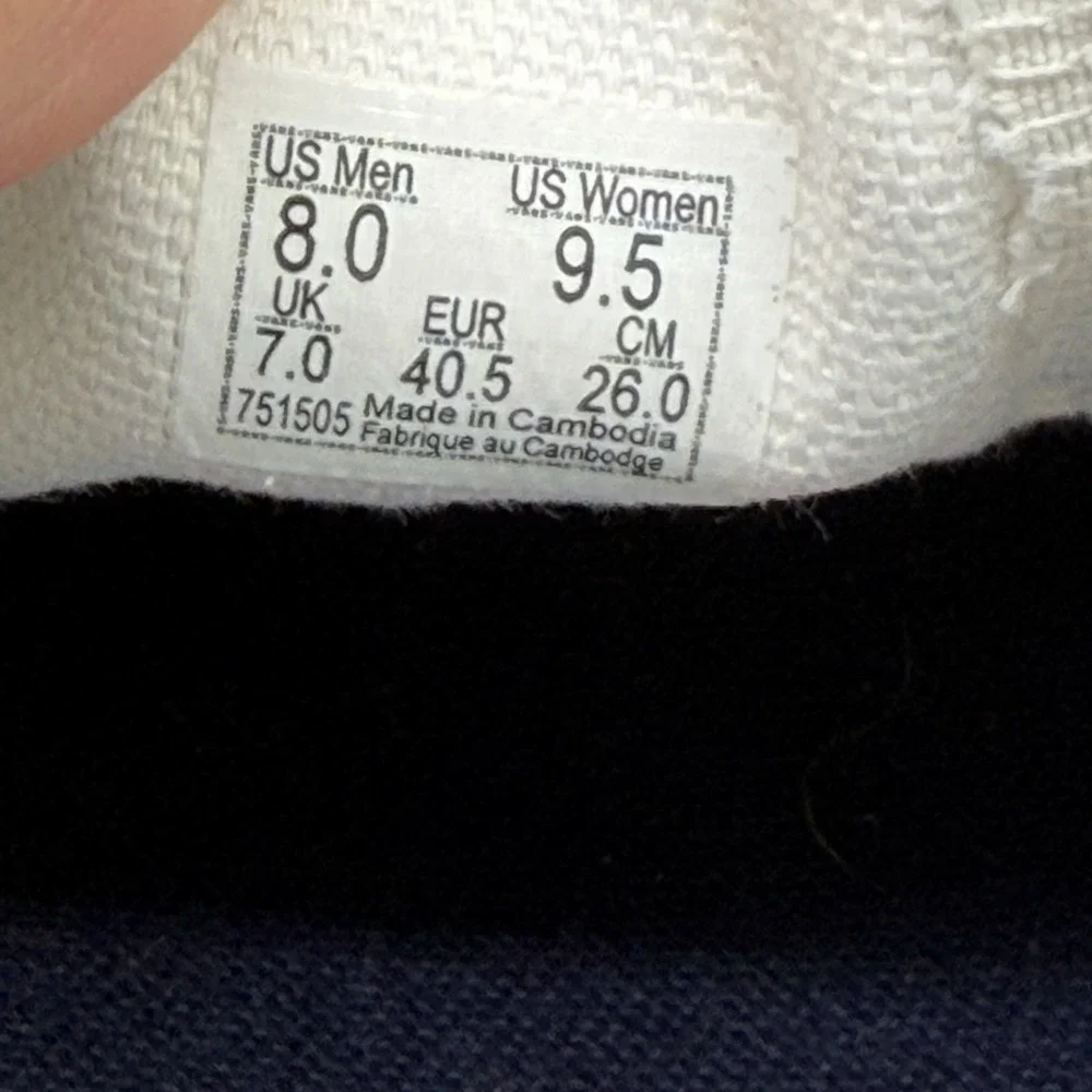 Vans Classic Slip-On Checkerboard Navy Blue White Skate Shoes Mens 8 Womens 9.5