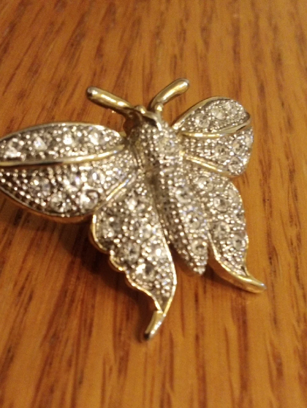 Gold and Clear Crystal Butterfly Brooch - Women Jewelry