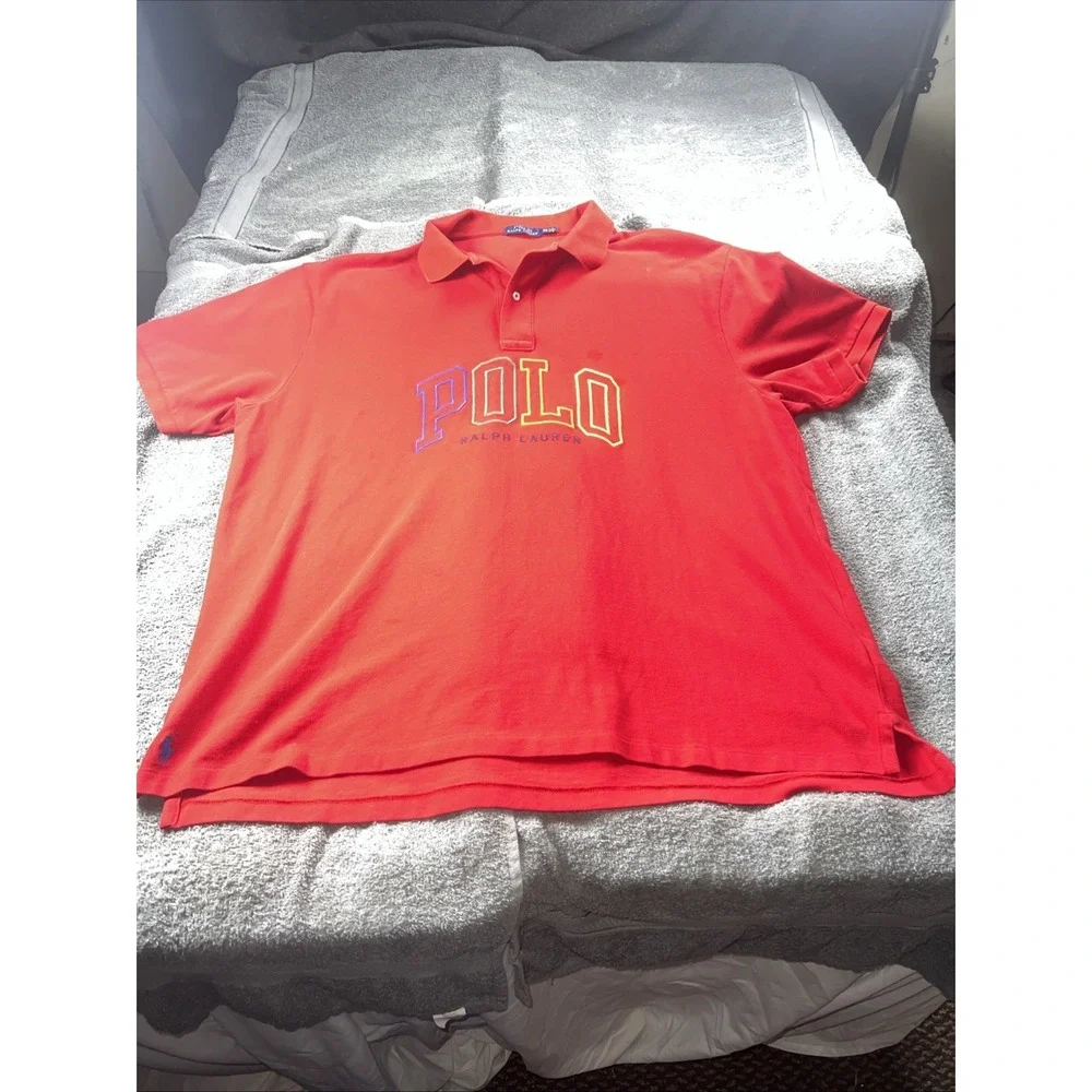 Polo Ralph Lauren Shirt Red Color Block Multi-Logo Mesh‎ Size 3XB