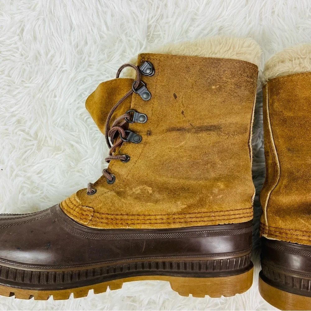 SORAL brown leather suede waterproof wool fleece lined winter men’s boots SZ 9