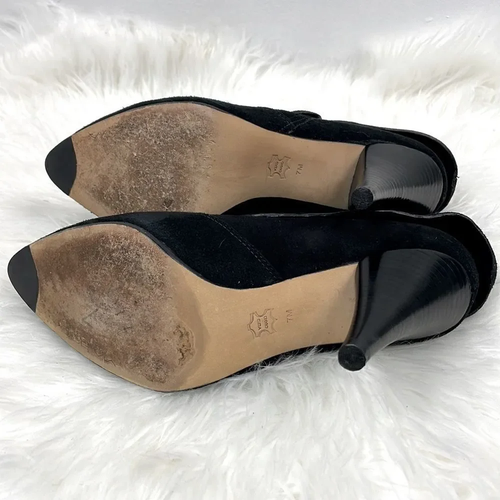 VIA SPIGA black suede ankle heel booties 7M