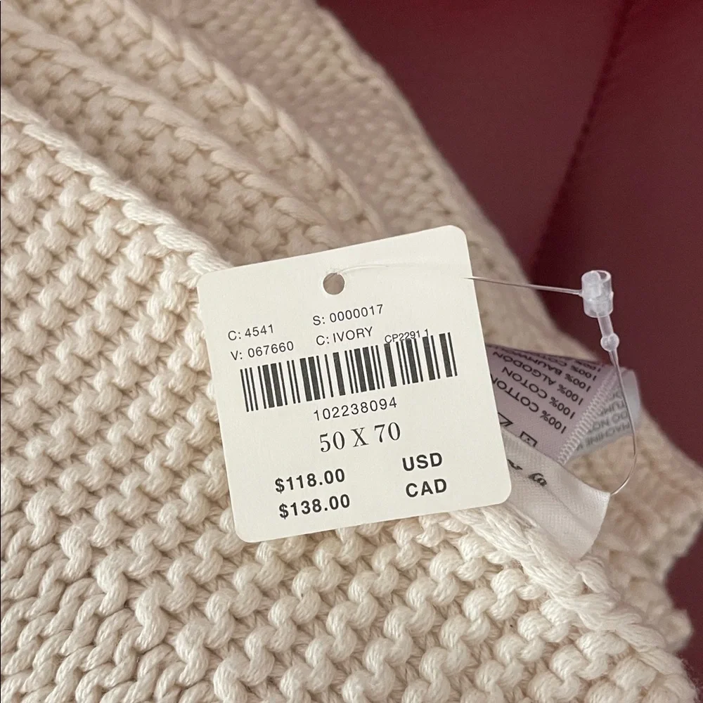 Anthropologie Cable Knit Floral Icon Throw Blanket