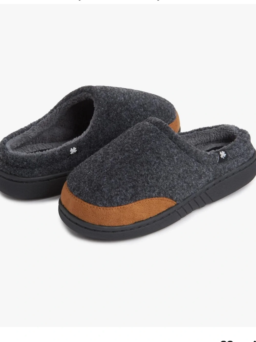 Lucky Brand Boy's Fleece Clog Micro Suede Tab Slippers in Charcoal Size 13/1