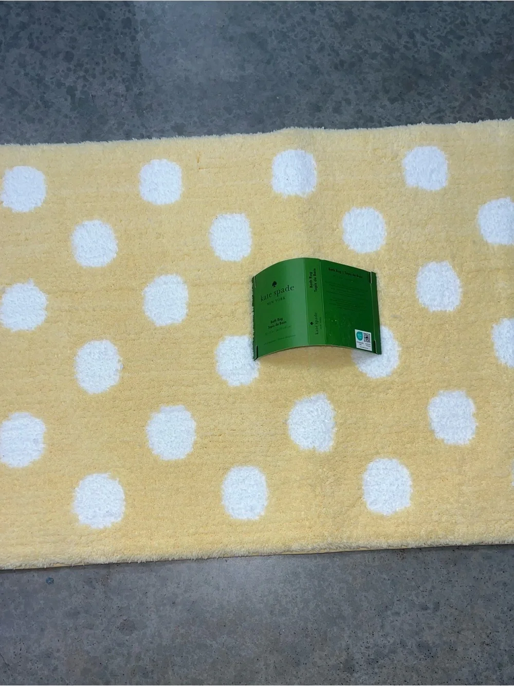 Kate Spade NY Yellow and White Polka Dots Bathroom Rug 20x32in