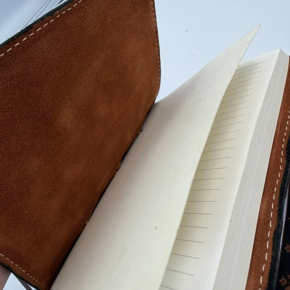 NEW 100% Leather Hand Tooled Brown Floral Rustic Travel Diary