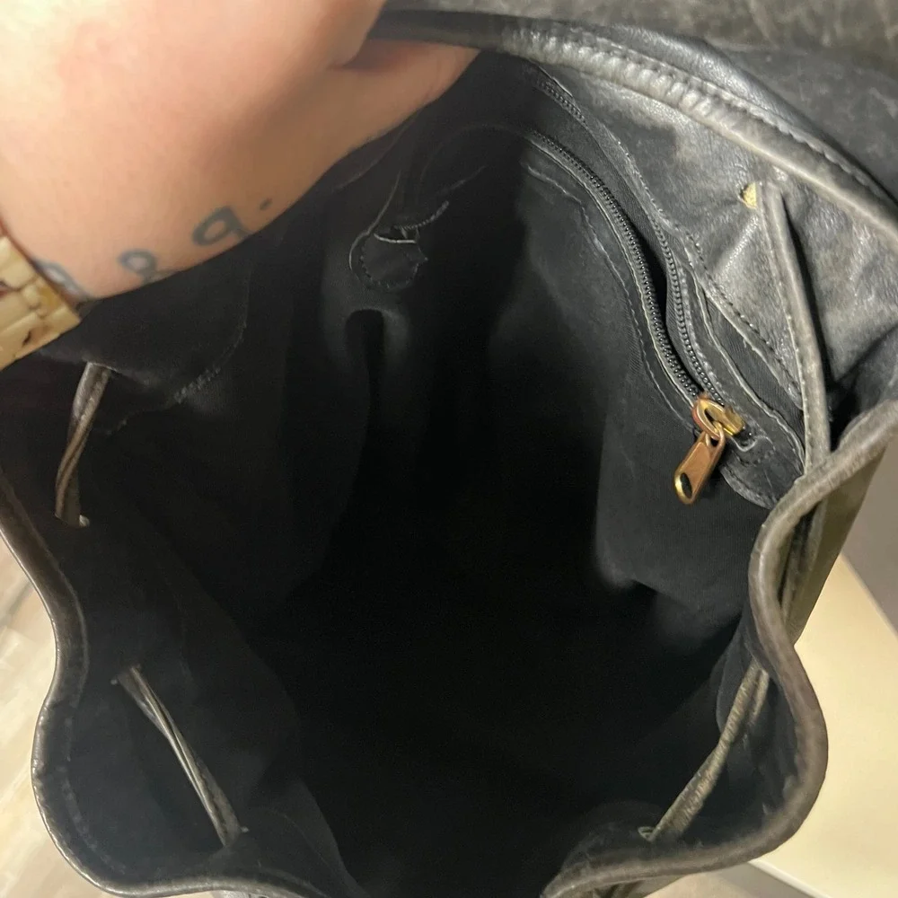 Coach VTG Black Leather Backpack Bucket Daypack USA Made 90s Rare PROJECT BAG