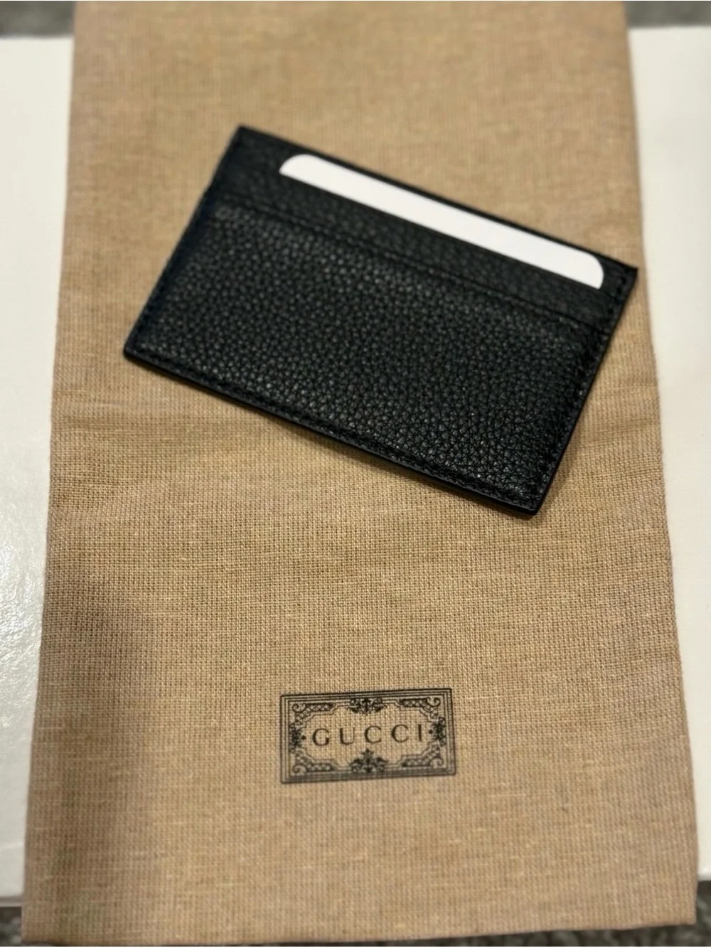 Gucci Black Embossed Leather Card Holder