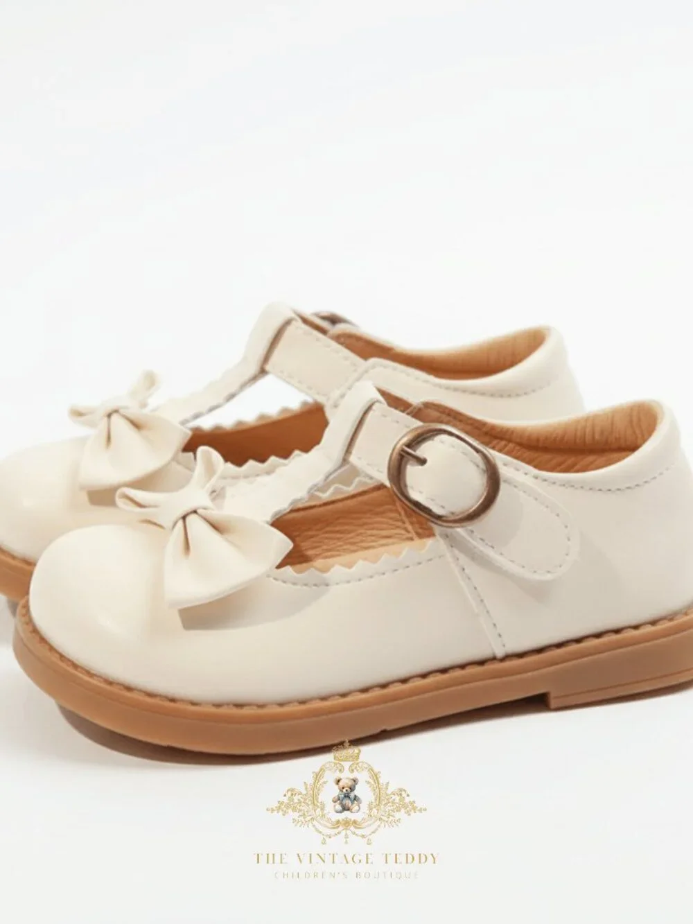 NWT Pretty Girls Mary Jane Flats Children's Shoes, Kids, Toddlers Bows Cream 10