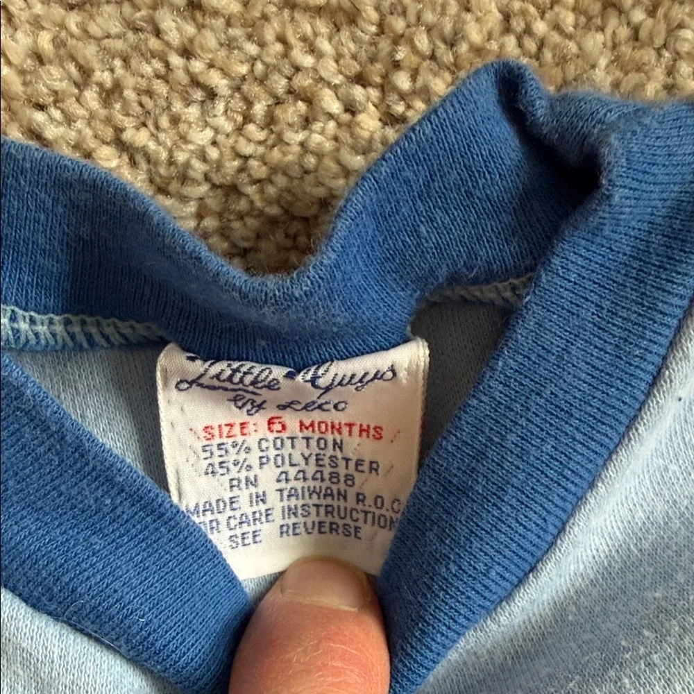 Vintage Little Guys Blue Balloon Print Kids One Piece Bodysuit 6 months