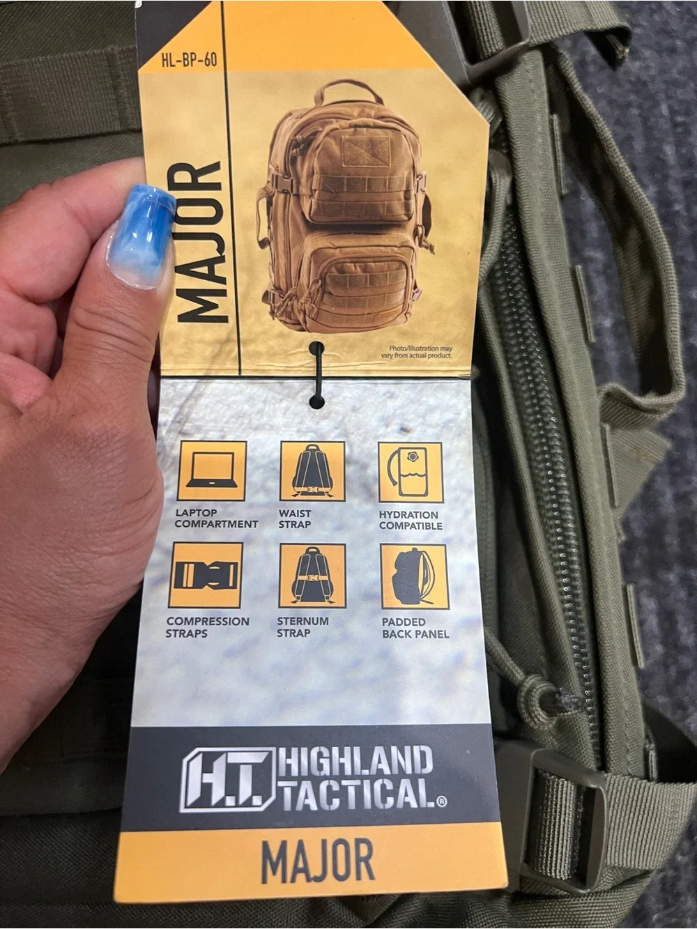 NWT Highland Tactical Major Backpack Dark Green MOLLE Hydration Compatible
