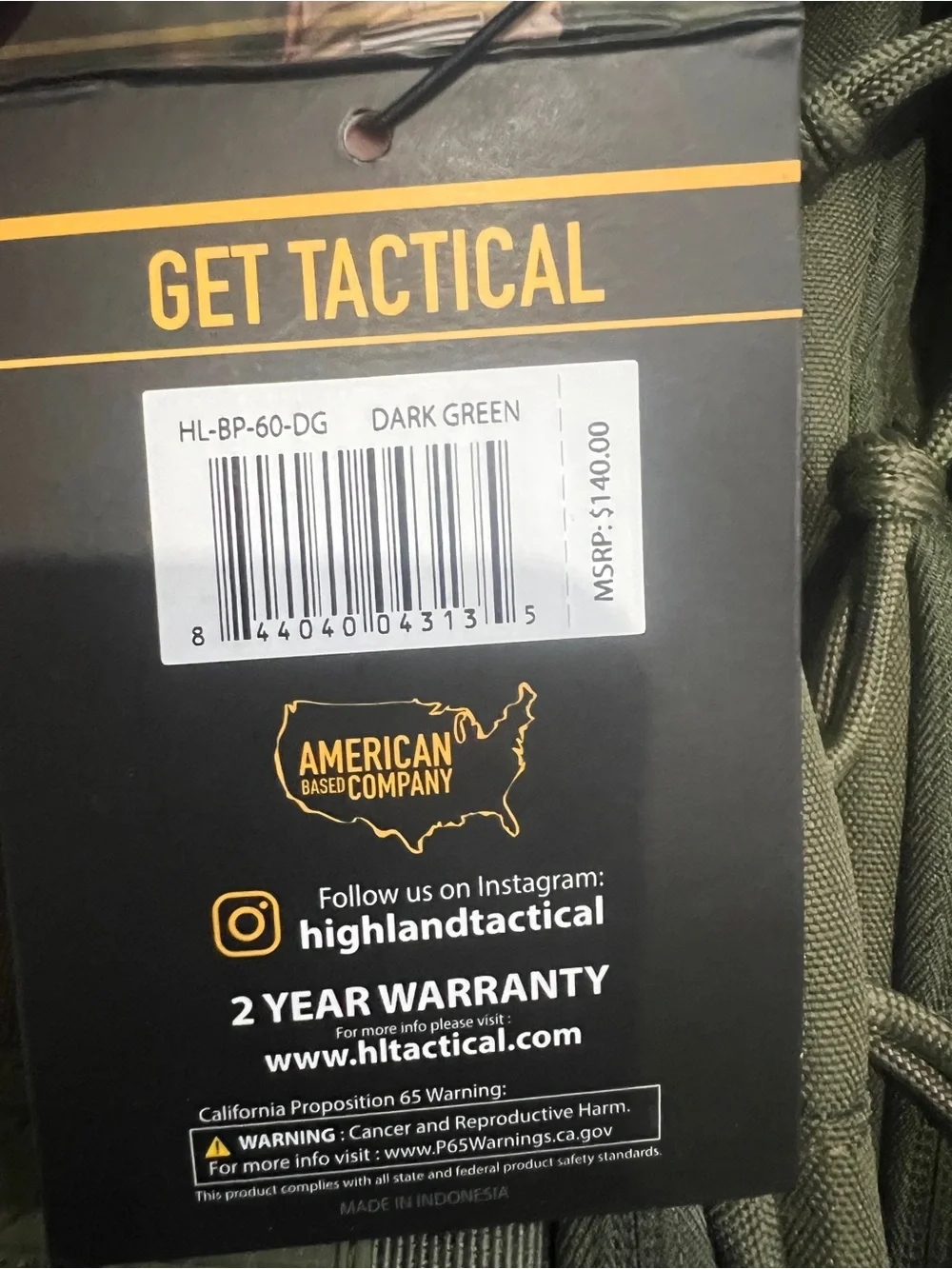 NWT Highland Tactical Major Backpack Dark Green MOLLE Hydration Compatible