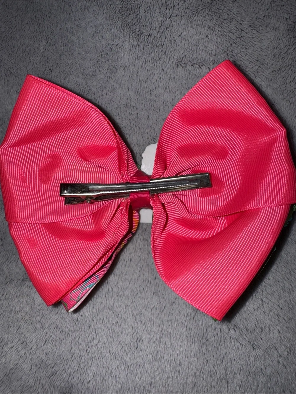 Coach Kids Glitter Logo Bow Hair Clip - Pink & Green