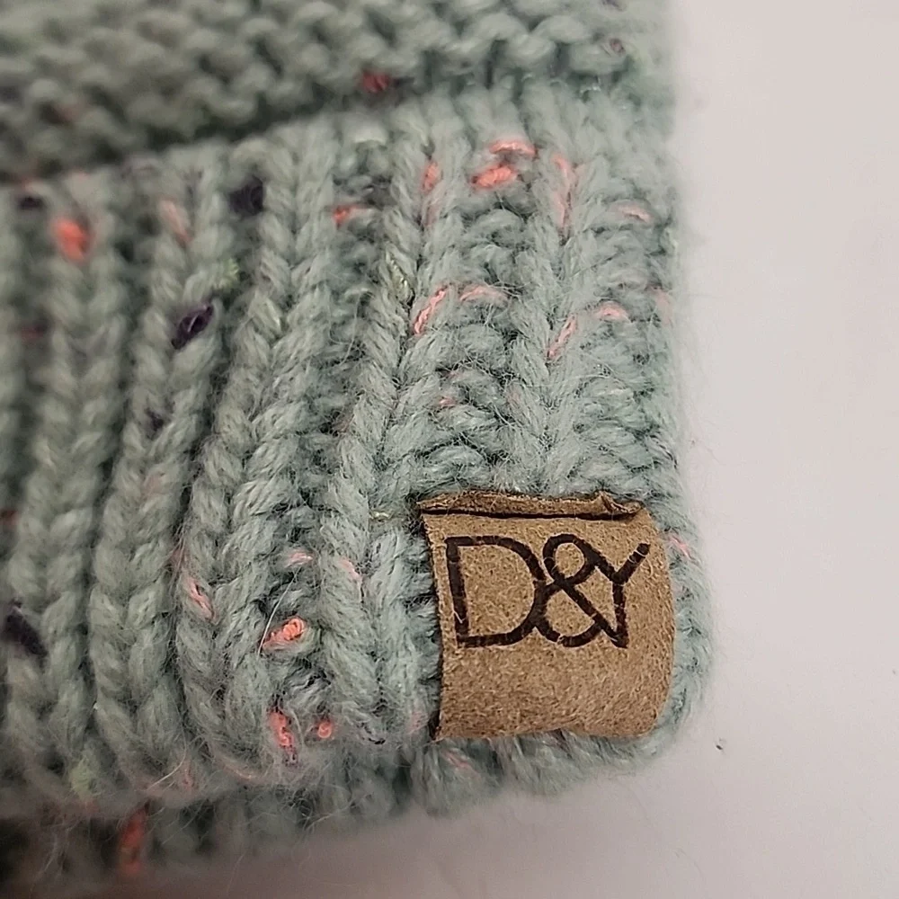 D&Y David And Young Kids Adirable Knit Hat with Pom-Poms - Light Green