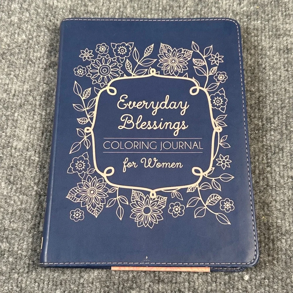 Everyday Blessings Coloring Journal for Women Christian Devotional Blue Leather