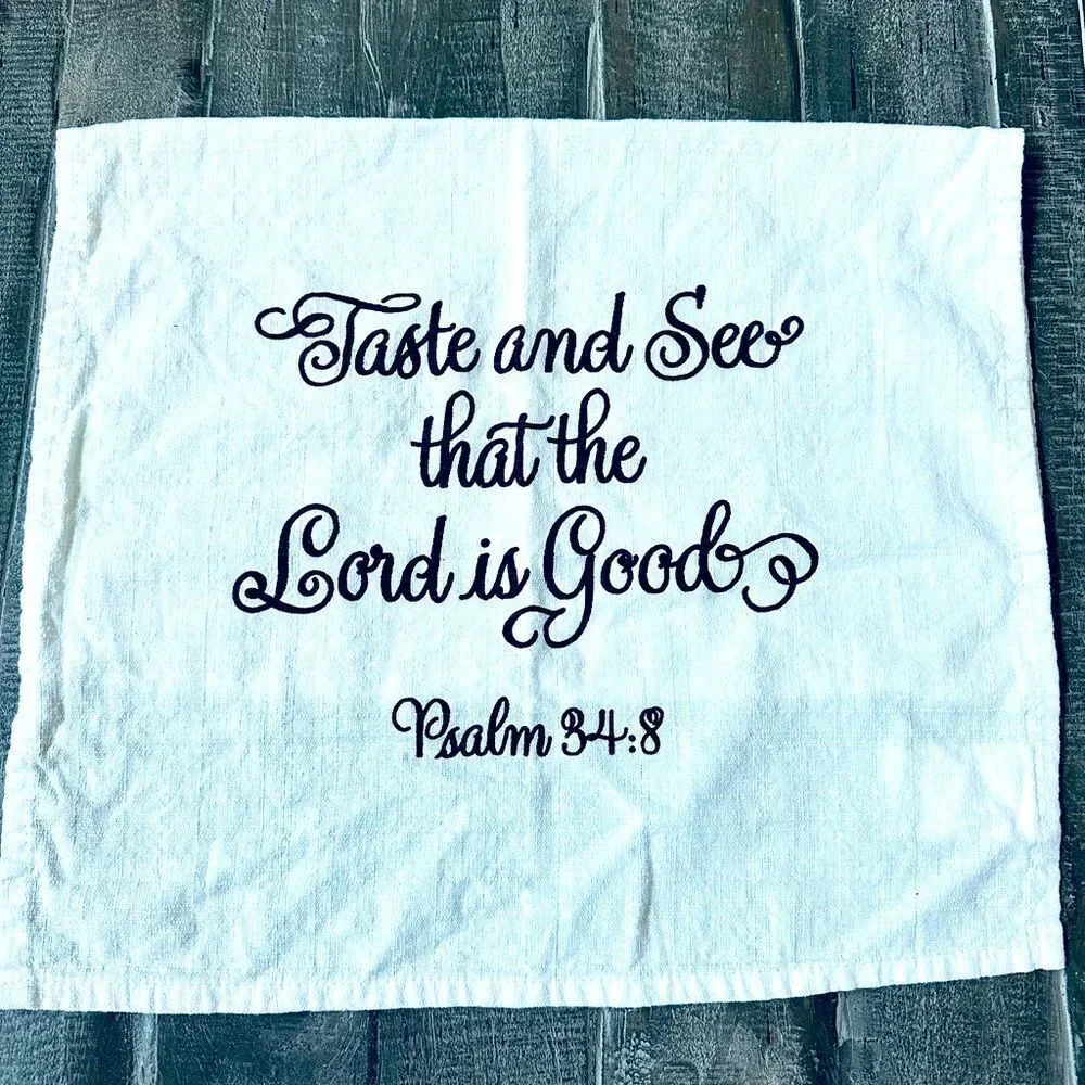 Psalm Bible Verse Farmhouse Kitchen Dish Tea Towel