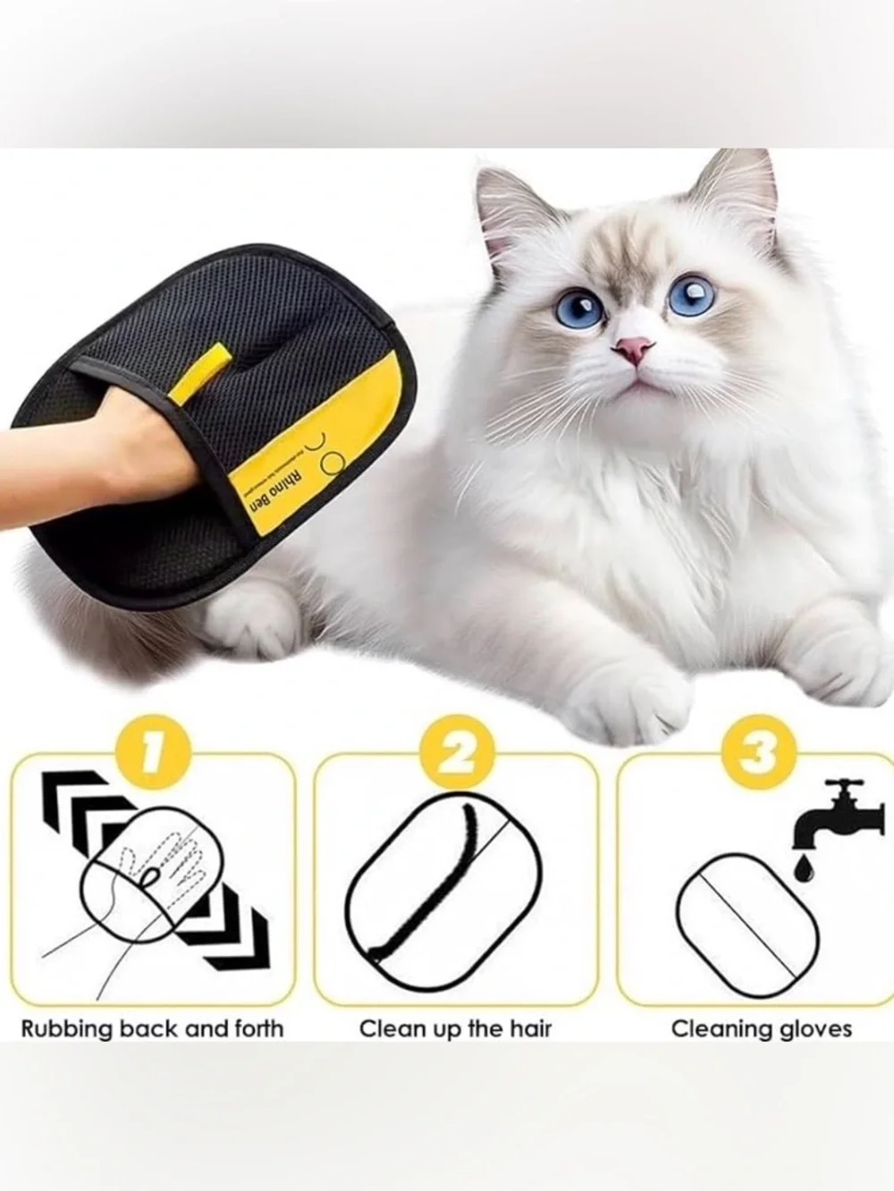 💞 New Black Pet Puppy Dog & Cat Hair Removal Glove