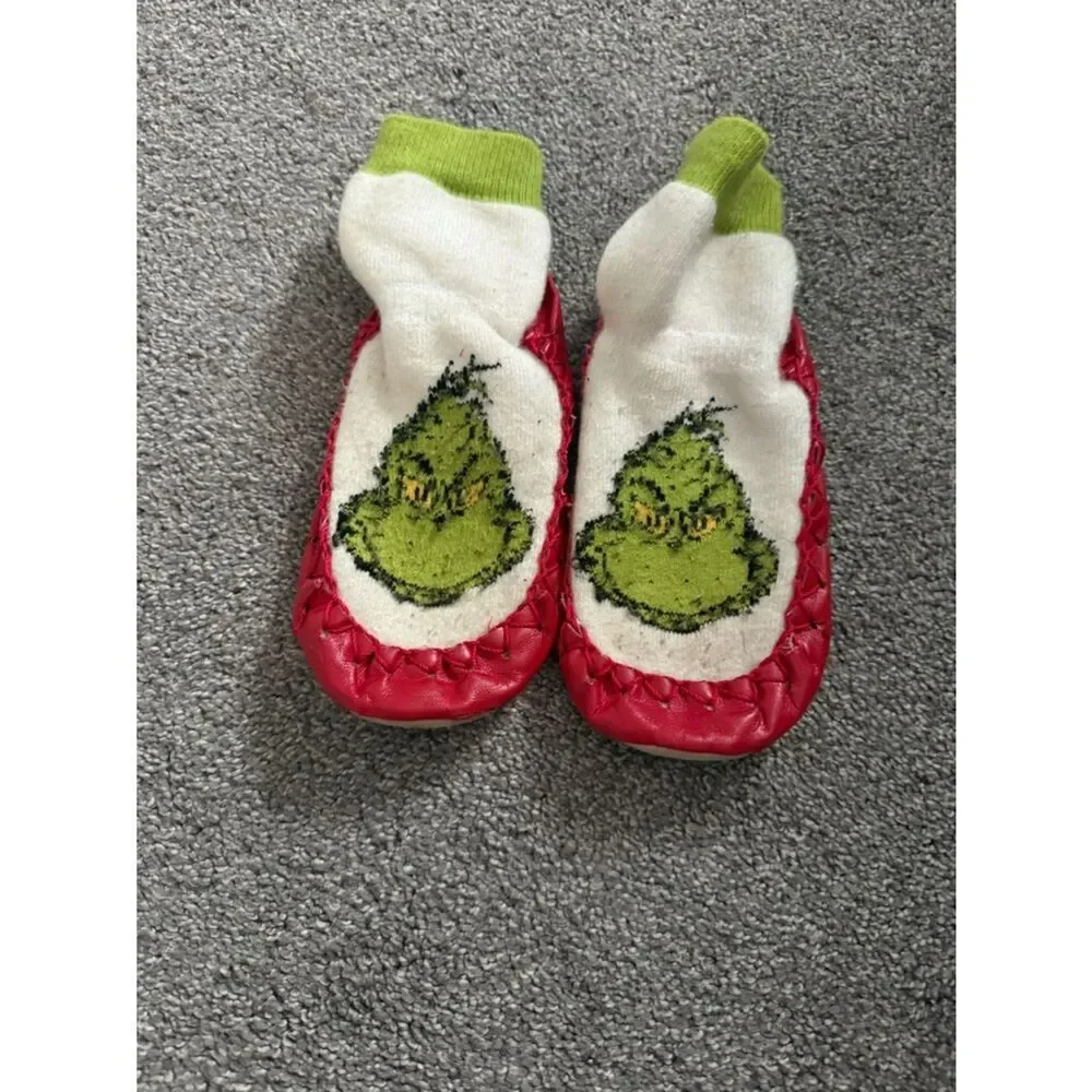 Hanna Andersson Grinch Moccasin Slippers Sz 10-12
