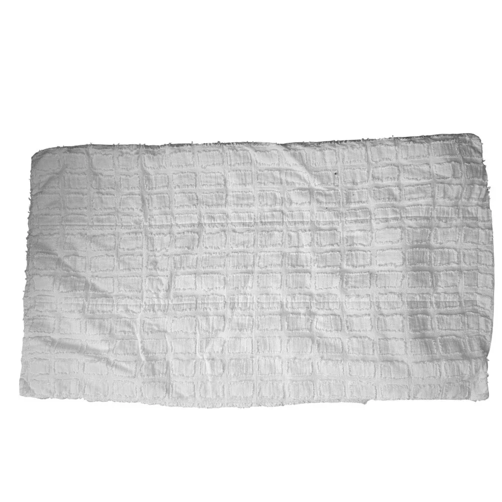 Beddy White Cotton‎ Clipped Jacquard Grid Pillow Sham Frayed Edge 20x34 King Set