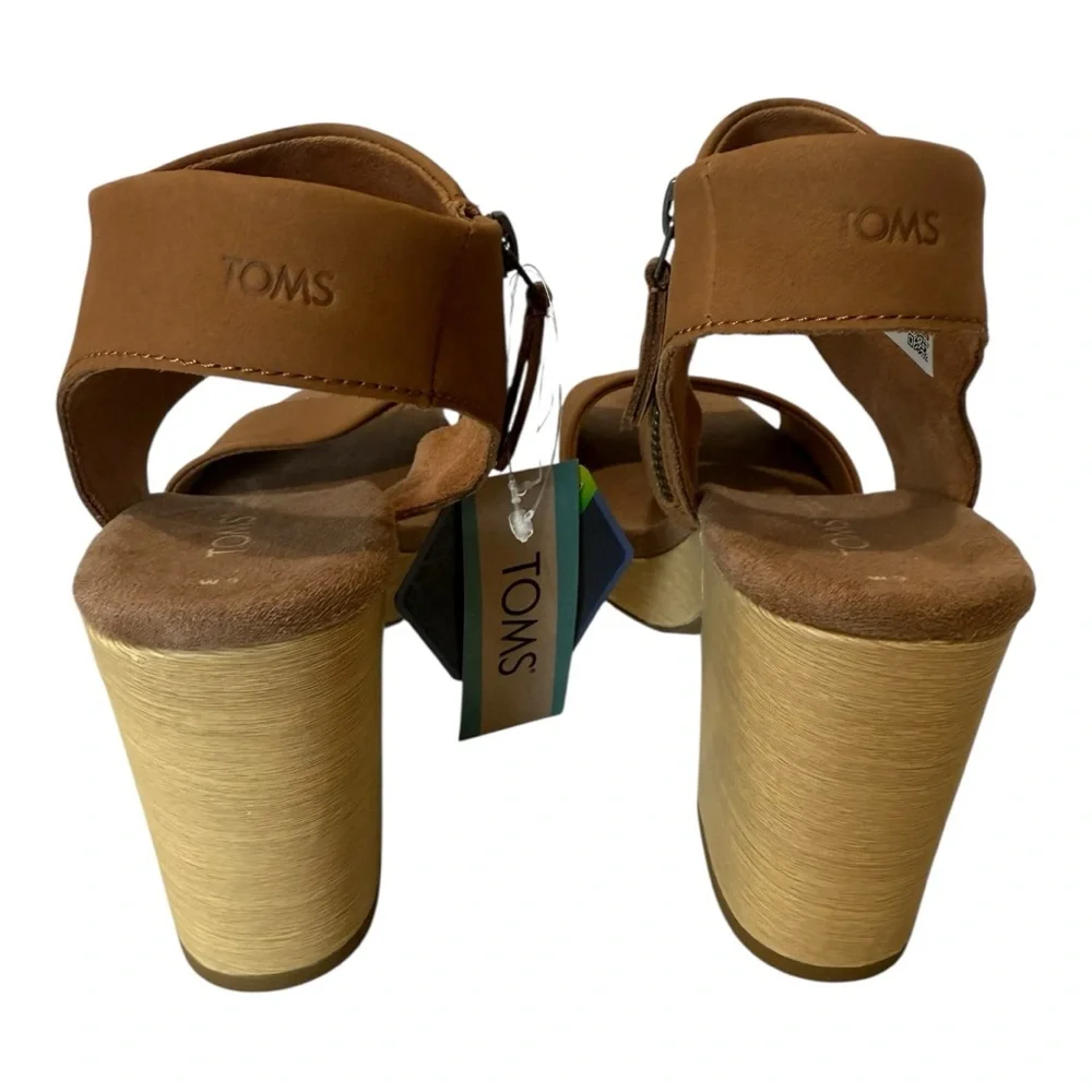 TOMS - MAJORCA PLATFORM - LEATHER TAN Wedges - Size 9 - NEW