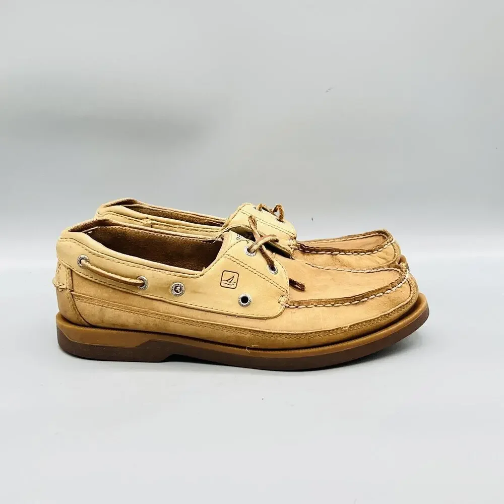 Sperry Shoes Mens 10 Brown Leather Top Sider 2 Eye Boat Moc Toe Casual Comfort