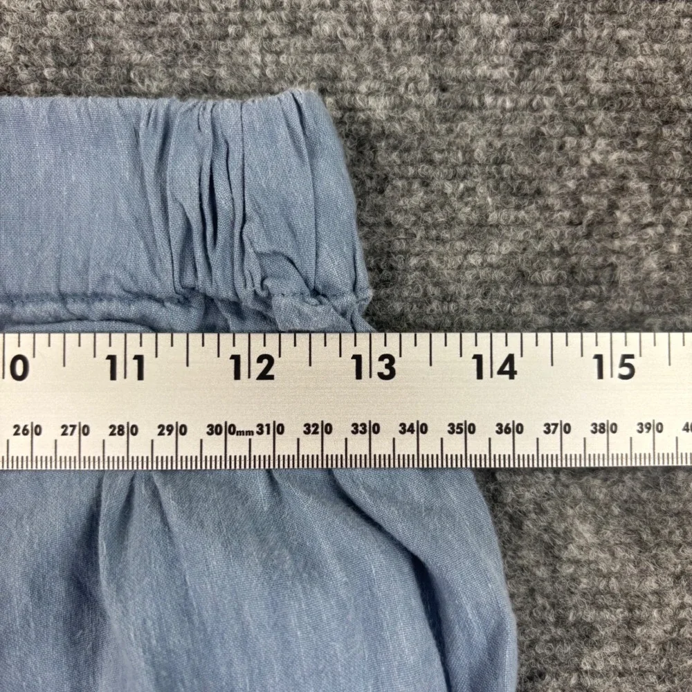 Babaton Linen Blend Pants XSmall Blue Elastic Waist Relaxed Straight Leg Womens