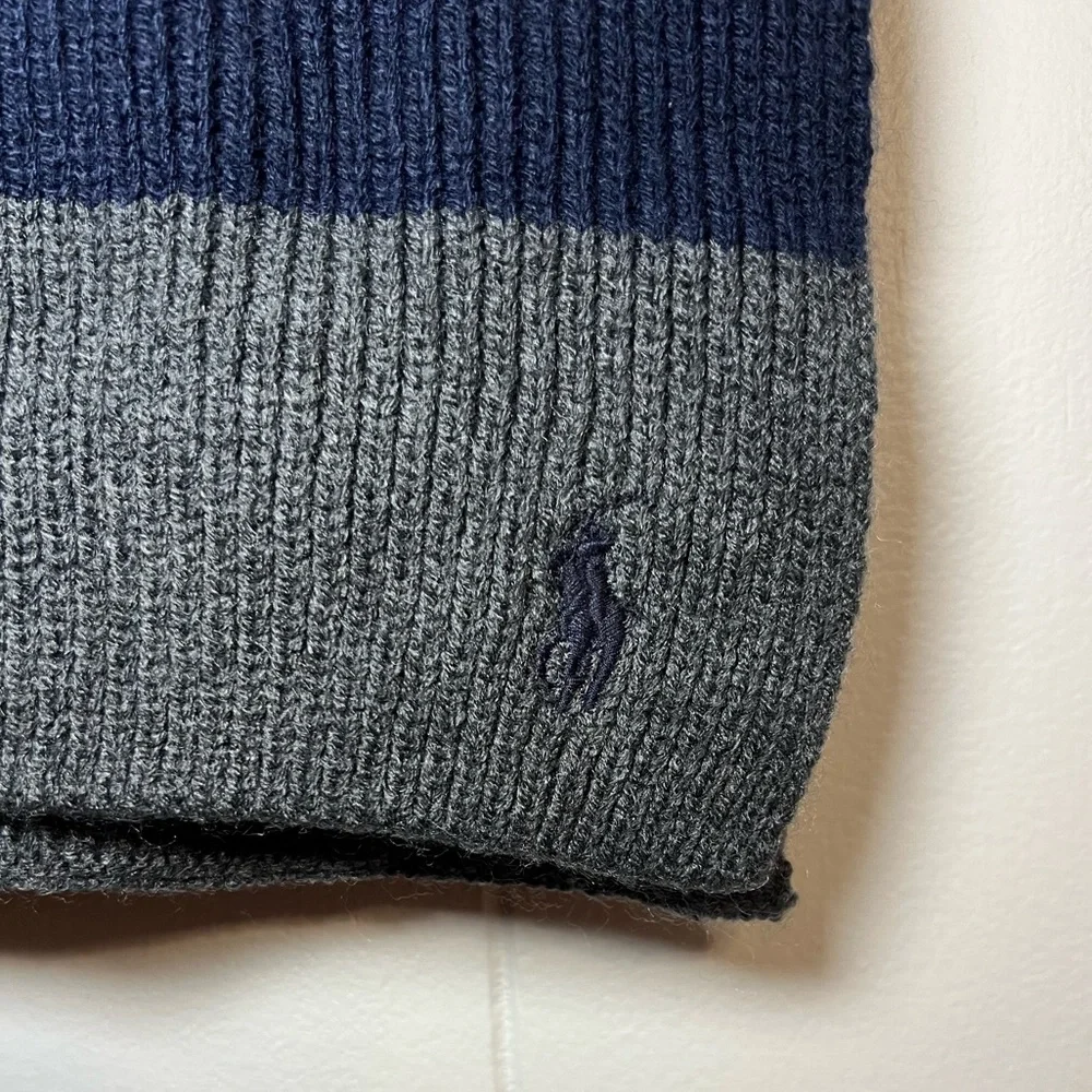 Polo, Ralph Lauren,‎ gray and navy blue scarf NWOT