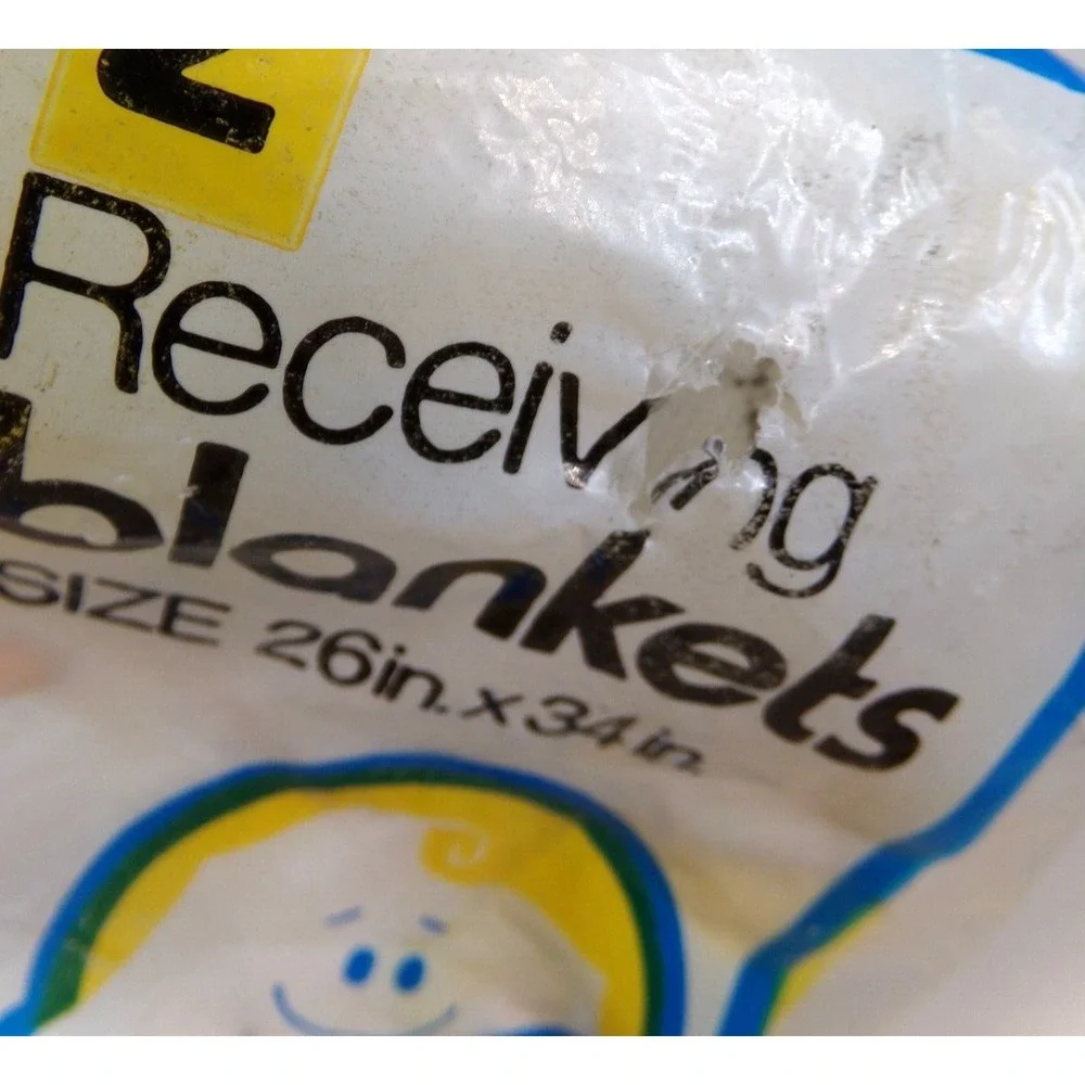Vintage Baby B Receiving Blankets Angels Made for Belk Stores New Sealed‎ 26x34