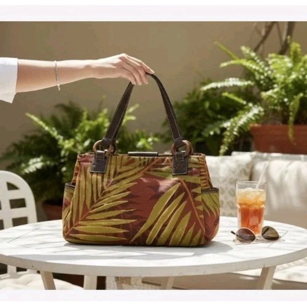 Relic Tropical‎ Floral Canvas Hobo Shoulder Bag Faux Leather canvas Handle Purse
