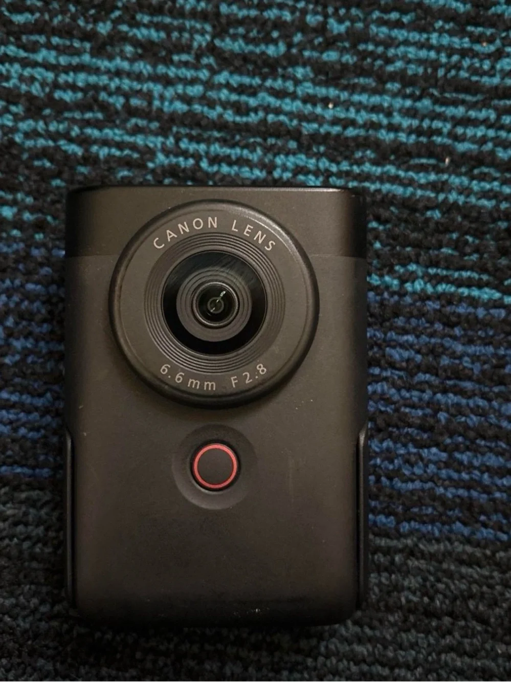 Canon Black Compact Camera with Red Button Accent