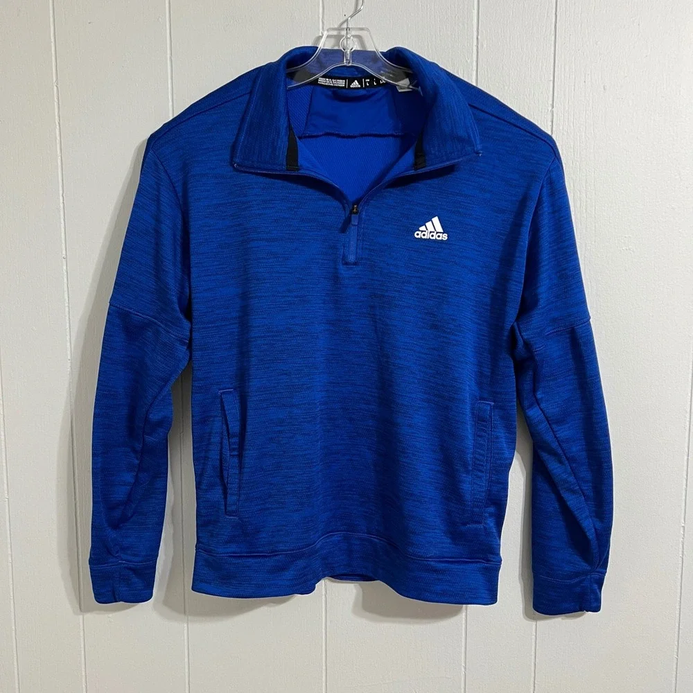 Adidas Climalite‎ Blue 1/4 Zip Pullover Long Sleeve Athletic Shirt Men's L