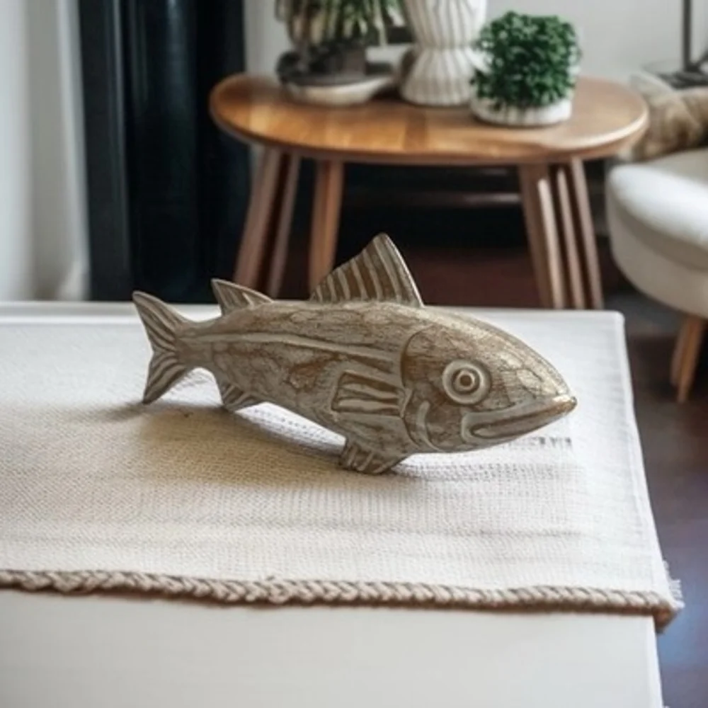 Vintage Distressed Plastic Fish Figurine Marine Decor 14” Collectible Statue