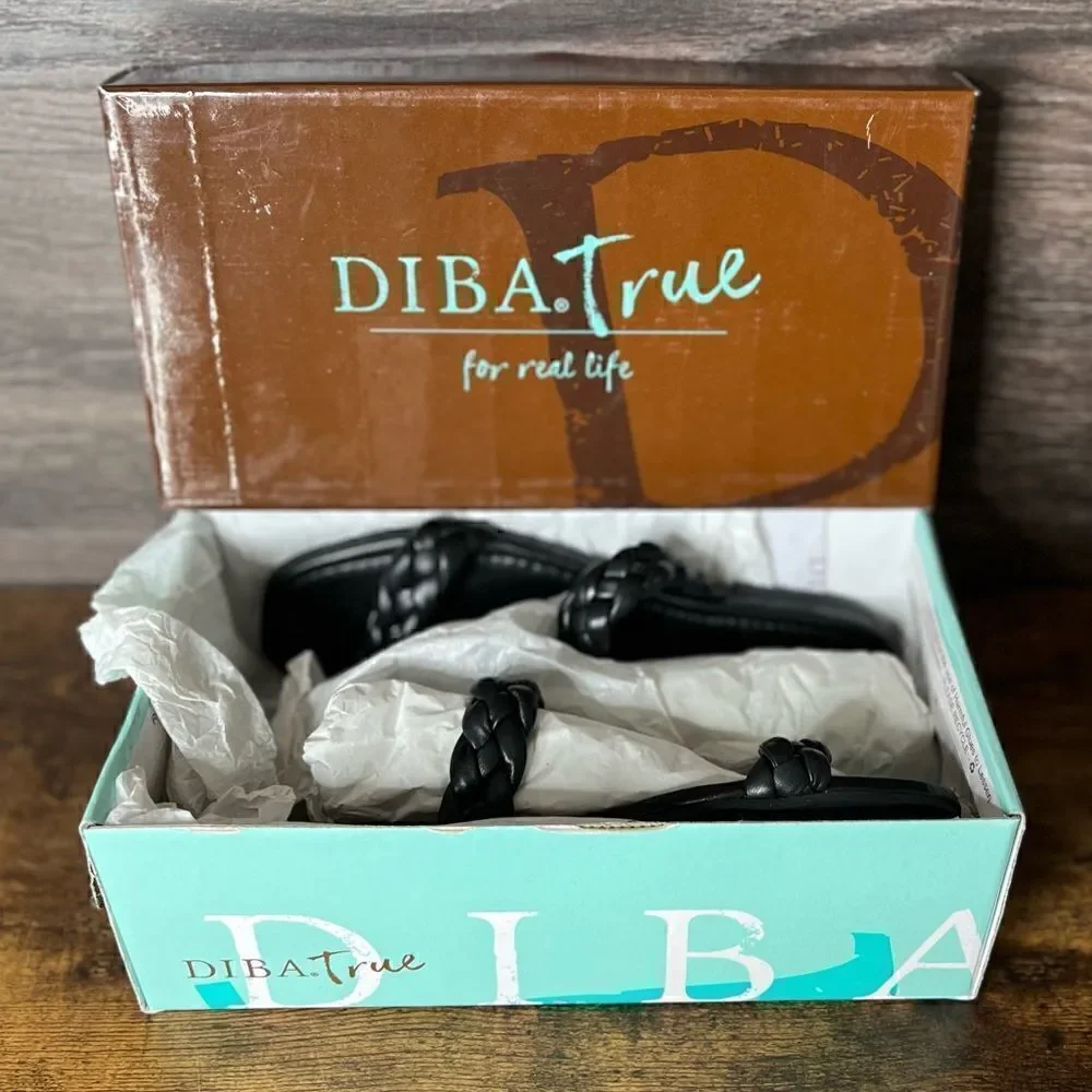 Diba True Rae Nah Leather Braided Sandal in Black, Size 9. New in Box!