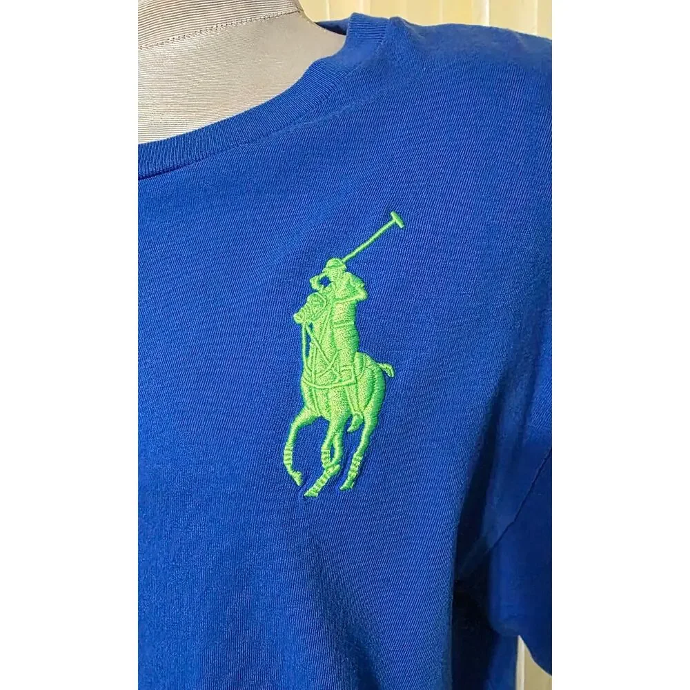 Polo Ralph Lauren Big Pony Embroidered T-shirt Boys XL 18-20 Blue Short Sleeve