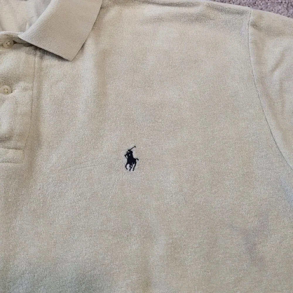 VTG Ralph Lauren Terry Cloth Polo Yellow L Retro