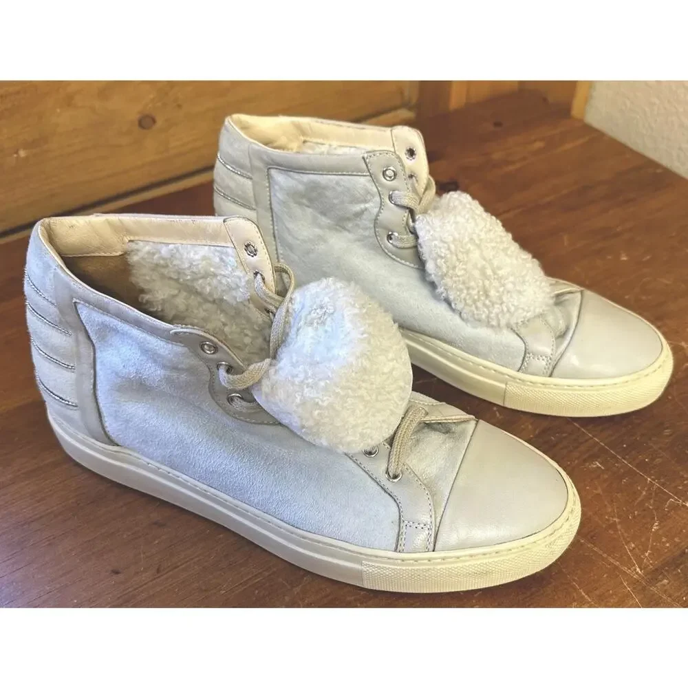 FABIANA FILIPPI Women 9 Gray Suede Shearling Lined Boot Shoe‎ Cozy Outdoor