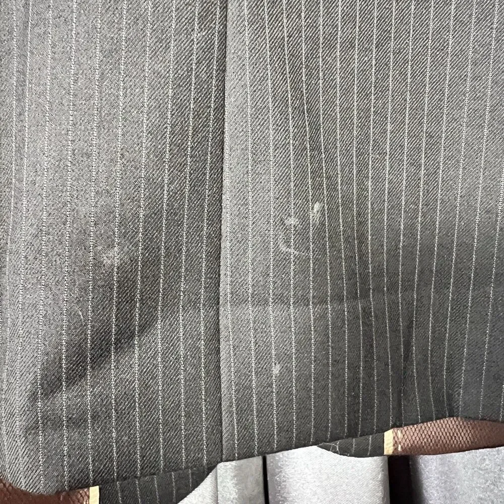 Caravelli 2-Pc Men's Suit Black Pin Superior 150s Blazer 44R Pants‎ 38x44 FLAWS