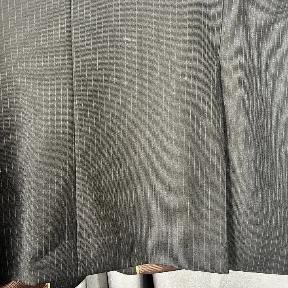 Caravelli 2-Pc Men's Suit Black Pin Superior 150s Blazer 44R Pants‎ 38x44 FLAWS