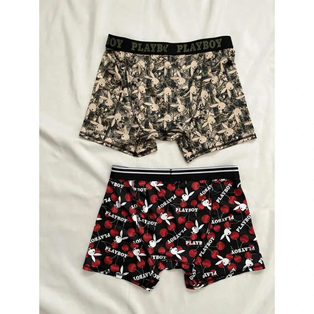 NEW PLAYBOY Boxers Playboy Boxer Briefs Men's Size Large Multicolor 2 Pair Boxer
