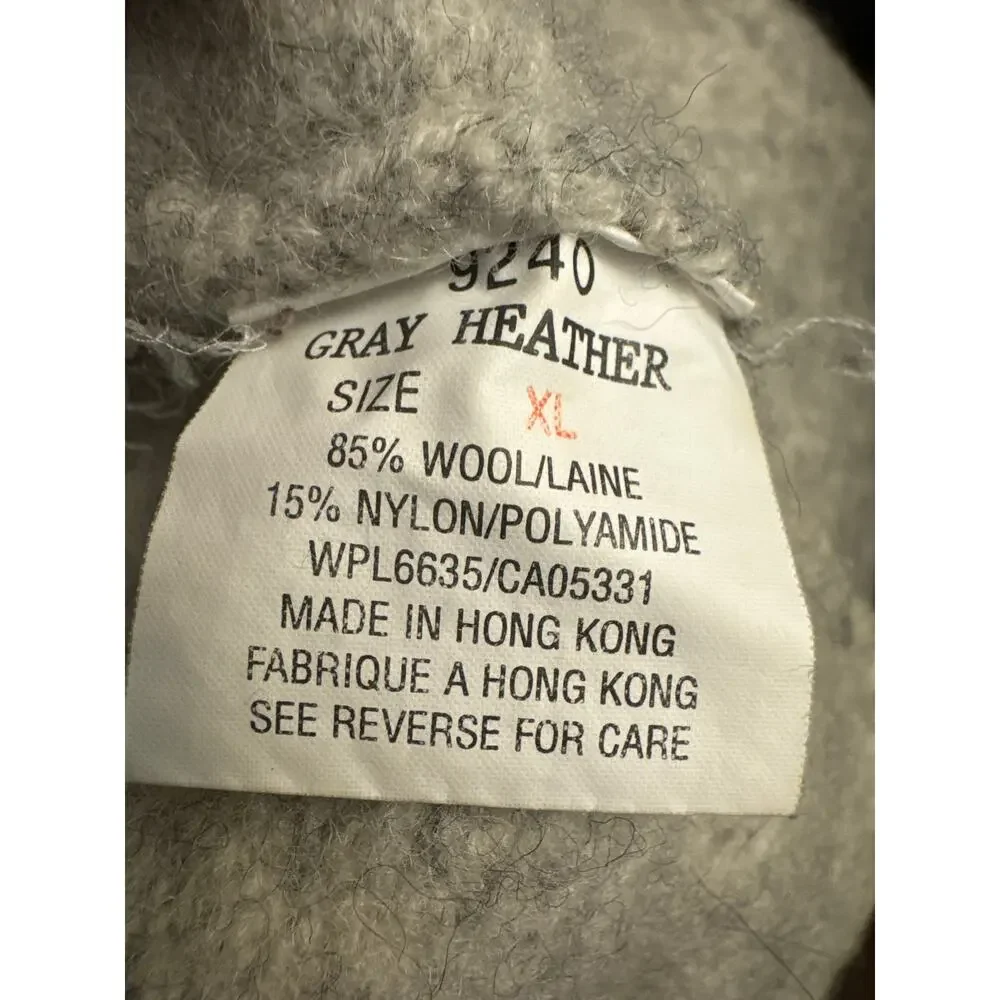 1980s Woolrich Rugged Outdoorwear Gray Heather Wool Henley Sweater  size medium