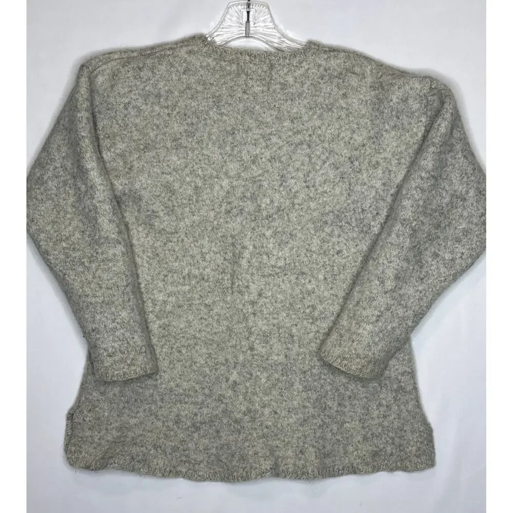 1980s Woolrich Rugged Outdoorwear Gray Heather Wool Henley Sweater  size medium