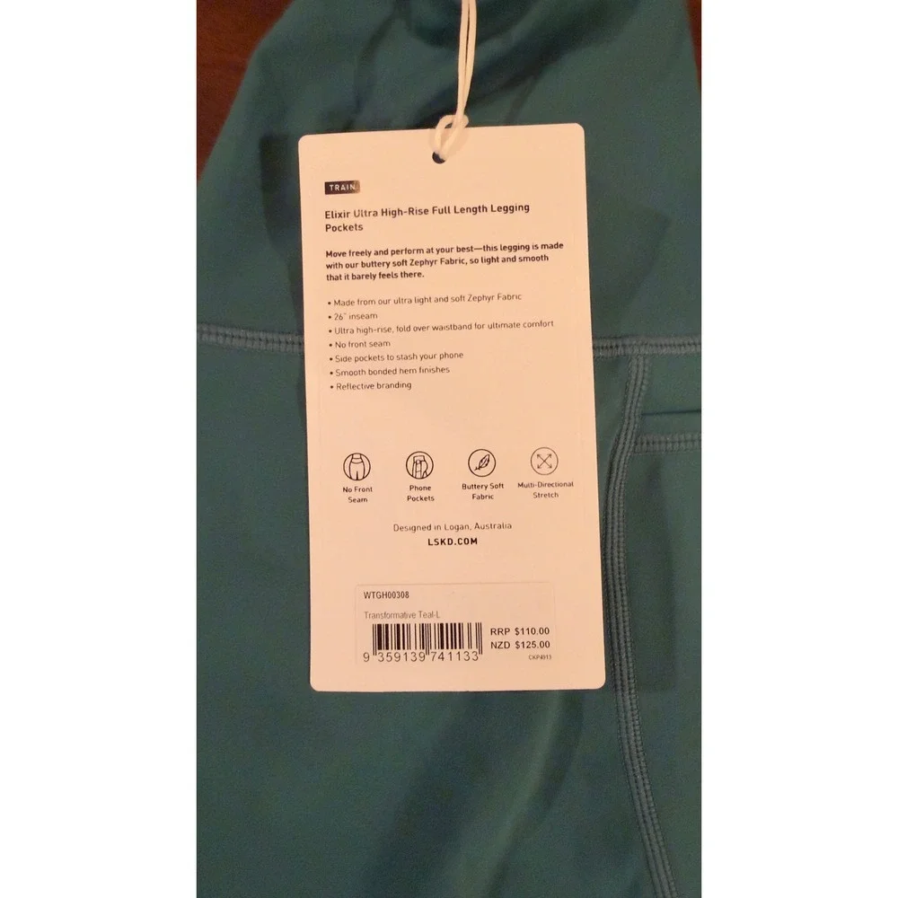 LSKD Elixir Ultra High-Rise Full Length Legging Pockets Teal Women's L, NEW, NWT