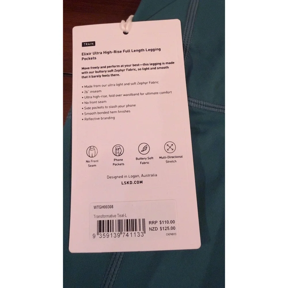 LSKD Elixir Ultra High-Rise Full Length Legging Pockets Teal Women's L, NEW, NWT