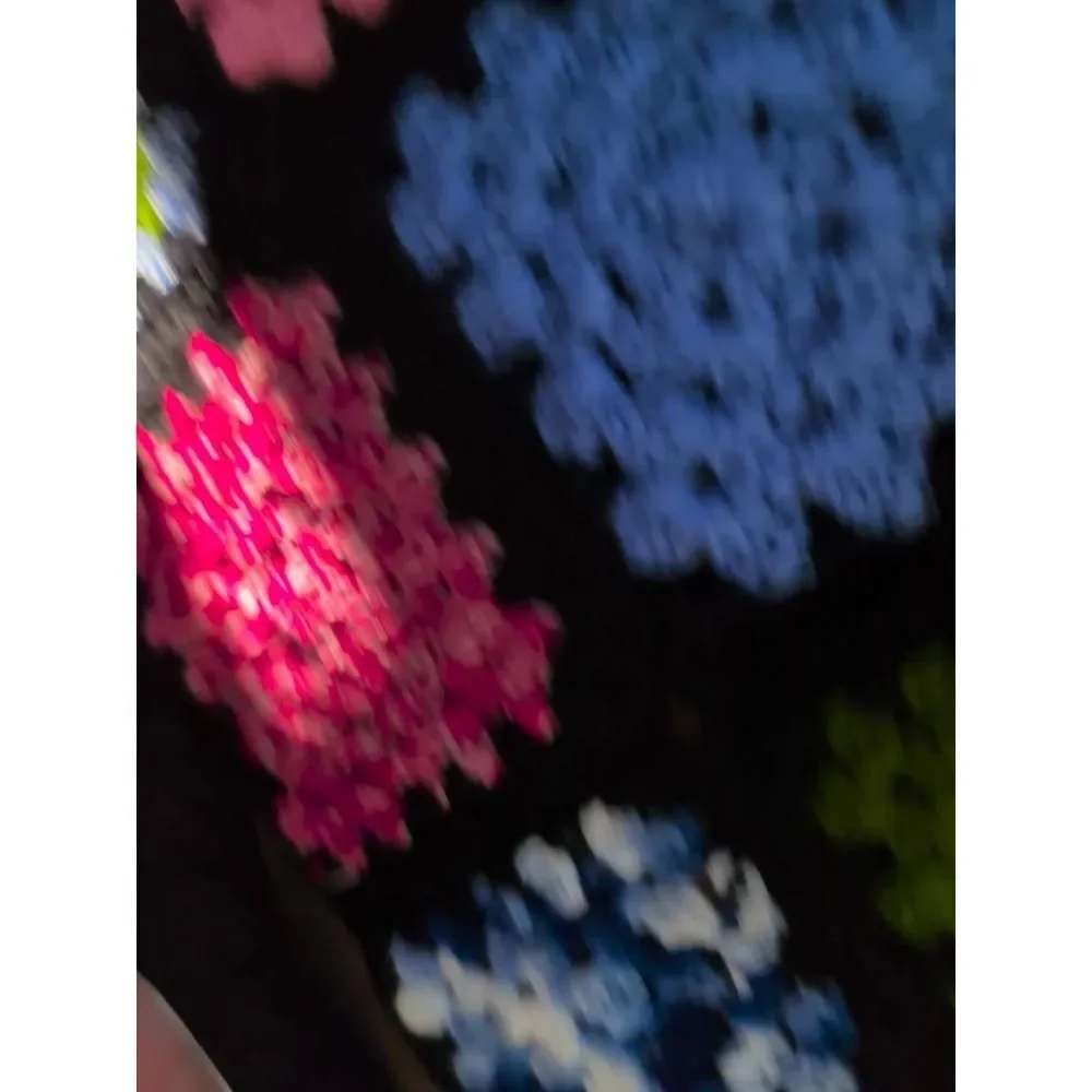 vintage granny square crochet AFGHAN throw blanket decor boho chic 44